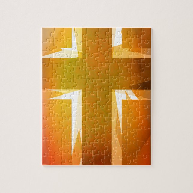 Puzzle Croix religieuse rouge et jaune (Vertical)