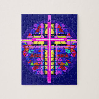 Puzzle Croix vibrante de chrétien en verre souillé