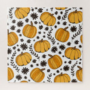 Puzzle Croquis citrouilles : motif sans couture dessiné à