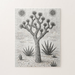 Puzzle croquis d'arbre de joshua art de croquis du dése