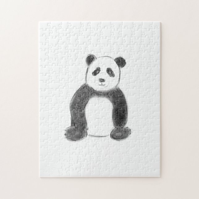 Puzzle Croquis de panda en noir et blanc (Vertical)