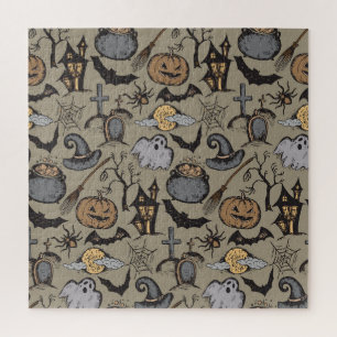 Puzzle Croquis d'Halloween : Vintage sans fil