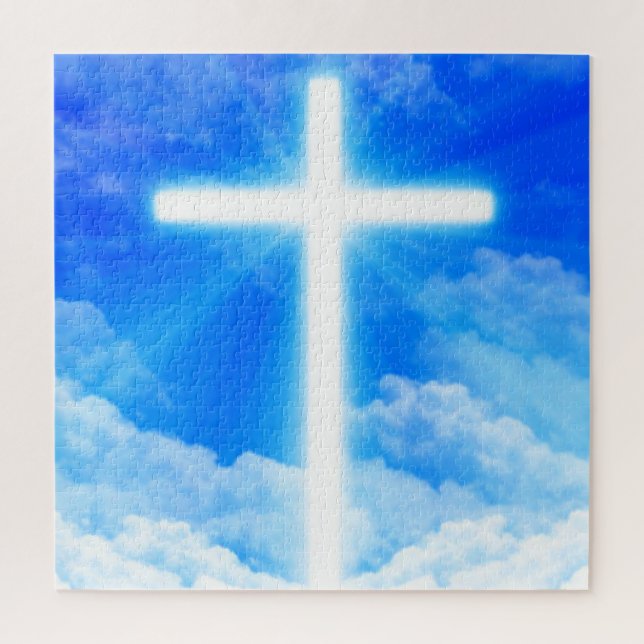 Puzzle Cross of Light Jesus Christ Customizable Christian (Vertical)