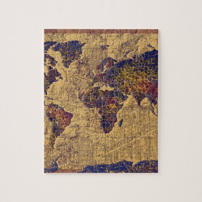 Puzzle cru de carte du monde (Vertical)