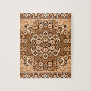 Puzzle cru oriental blanc beige brun de motif de