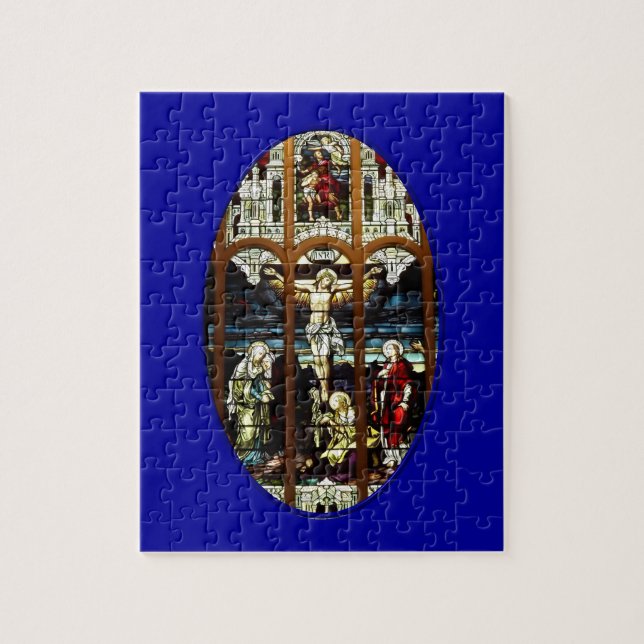 Puzzle Crucifixion de fenêtre en verre teinté de Jésus (Vertical)