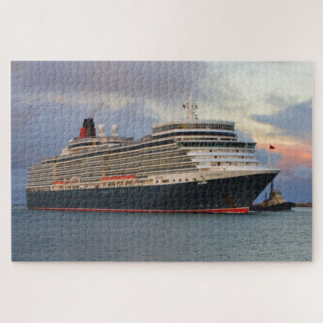 Puzzle Cruise Ship Queen Elizabeth et remorqueur tôt le m (Horizontal)