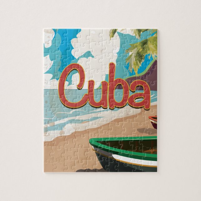 Puzzle Cuba Vintage Travel Poster (Vertical)
