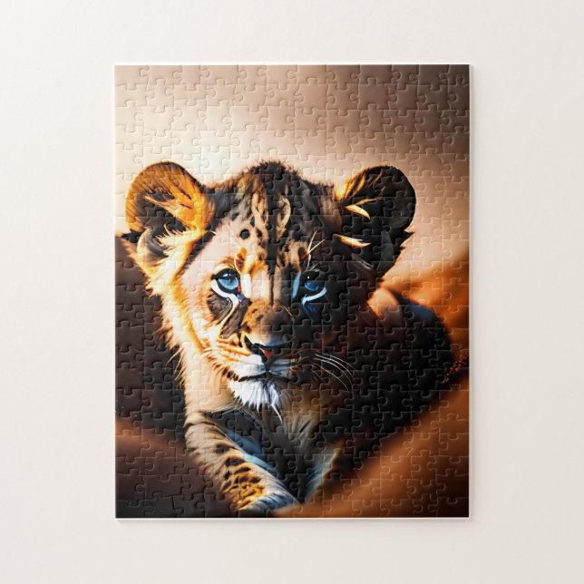 Puzzle Cube Petit Lion Cub aux yeux bleus (Vertical)