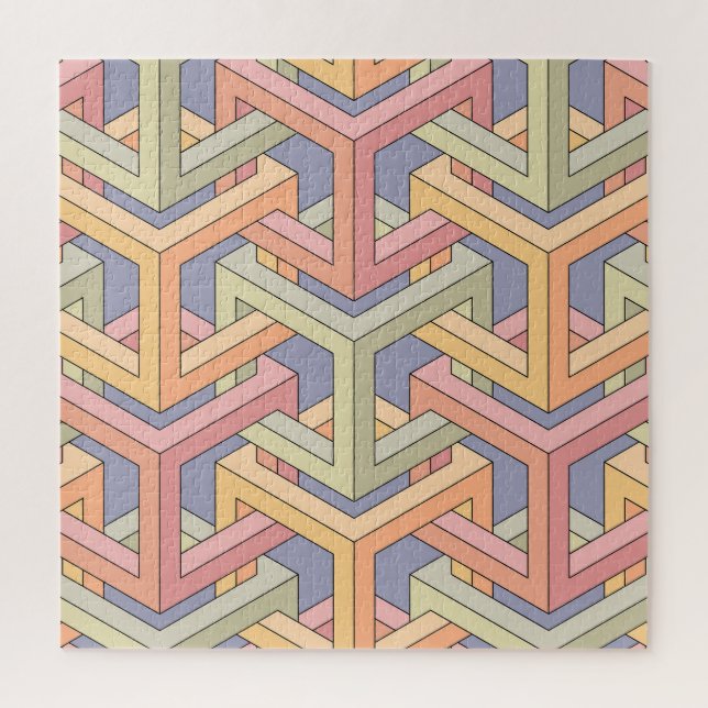 Puzzle Cubes 3D, Motif d'illusion optique. (Vertical)