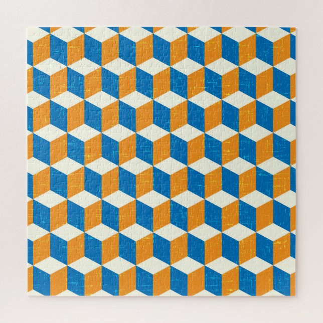 Puzzle Cubes isométriques rétro, illusion géométrique (Vertical)