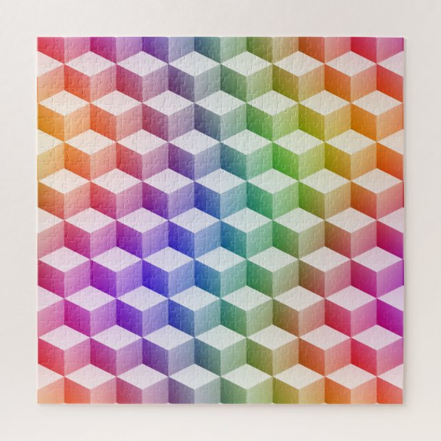 Puzzle Cubes ombrés 3D de couleur arc-en-ciel pastel (Vertical)