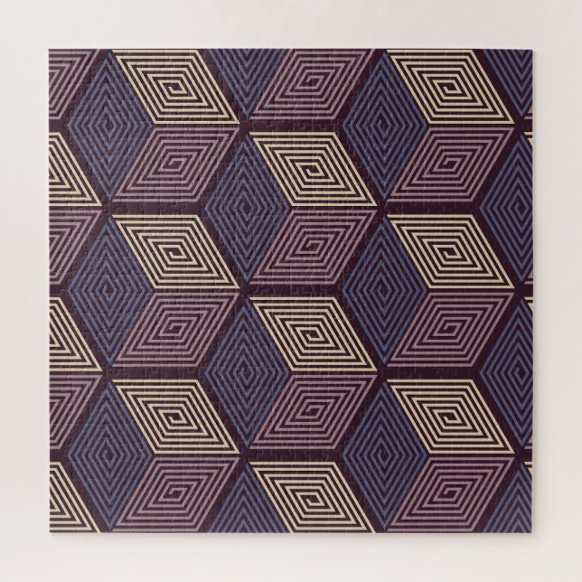 Puzzle Cubes violets : Vintage géométrique sans joint (Vertical)