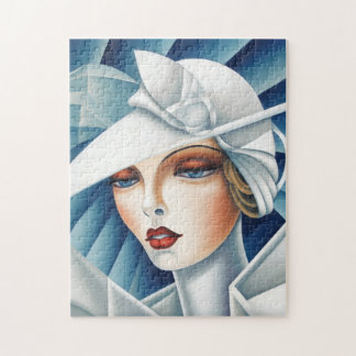 Puzzle Cubisme Art Déco Blue Eyes Woman Portrait