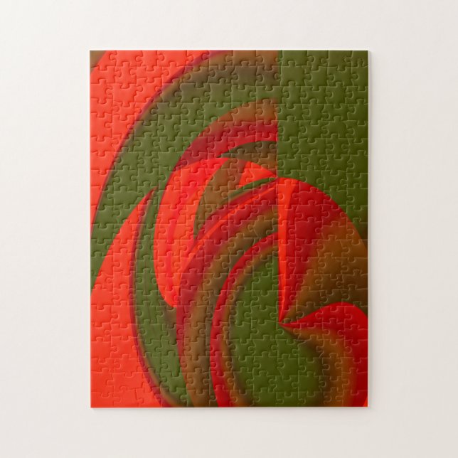 Puzzle Cubiste rouge et vert Abstrait (Vertical)
