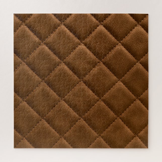 Puzzle Cuir Brown, dessin motif rhombus (Vertical)