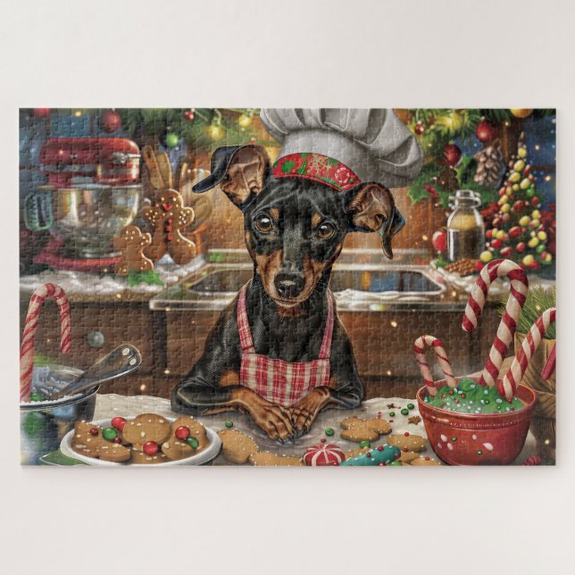 Puzzle Cuisine de vacances allemande Pinscher : Noël fest (Horizontal)