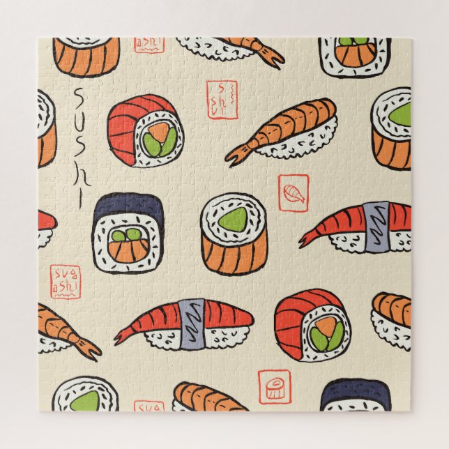 Puzzle Cuisine sushi, design motif sans soudure. (Vertical)