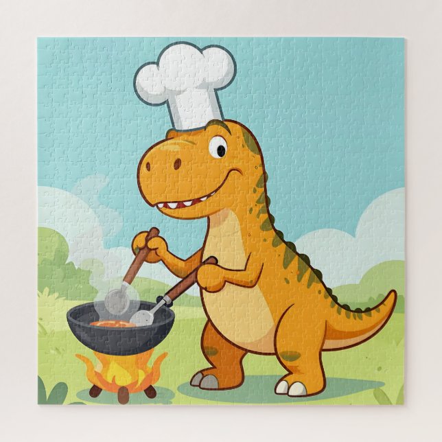 Puzzle Cuisinier Dinosaure Cuisine Drôle (Vertical)