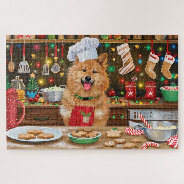 Puzzle Cuisson festive de Noël du Spitz finlandais : Noël (Horizontal)