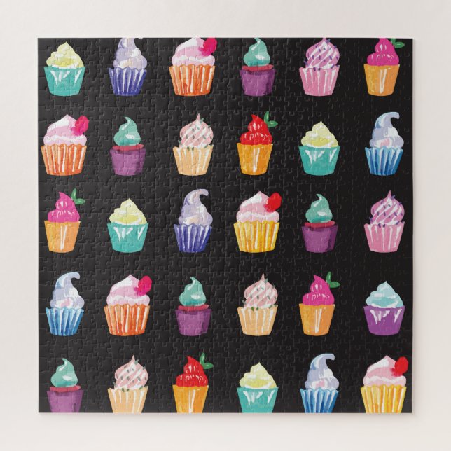 Puzzle Cupcakes aquarelle : Arrière - plan sans charme (Vertical)