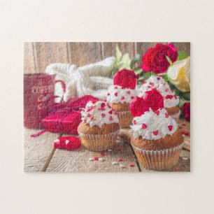 Puzzle Cupcakes Coeur Rouge Café Rose Saint-Valentin