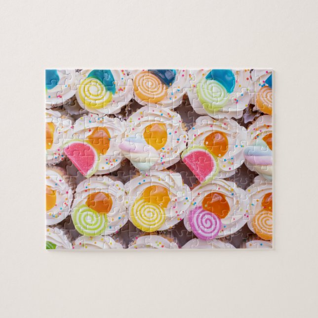 Puzzle Cupcakes congelés avec arrosages et décorations (Horizontal)