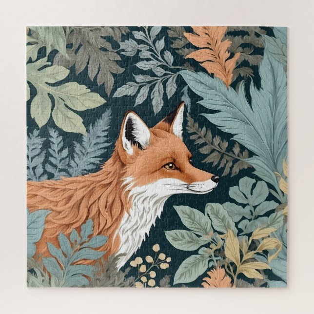 Puzzle Curieux Fox Fern Feuilles William Morris Inspiré (Vertical)