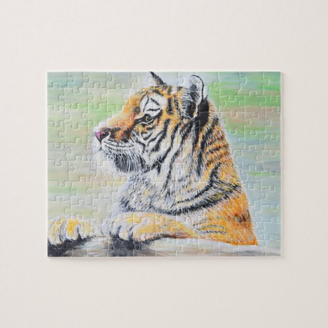 Puzzle Curieux tableau de tigre (Horizontal)