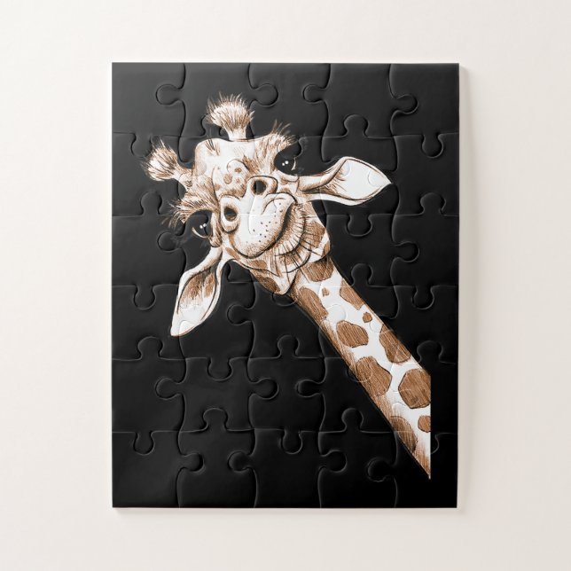 Puzzle Curious Giraffe Funny Zoo Animal Costume Gift (Vertical)