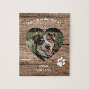 Puzzle Custom Chien Memorial Bois rustique et photo