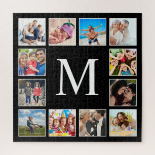 Puzzle Custom Family Photo Collage Personalized Black