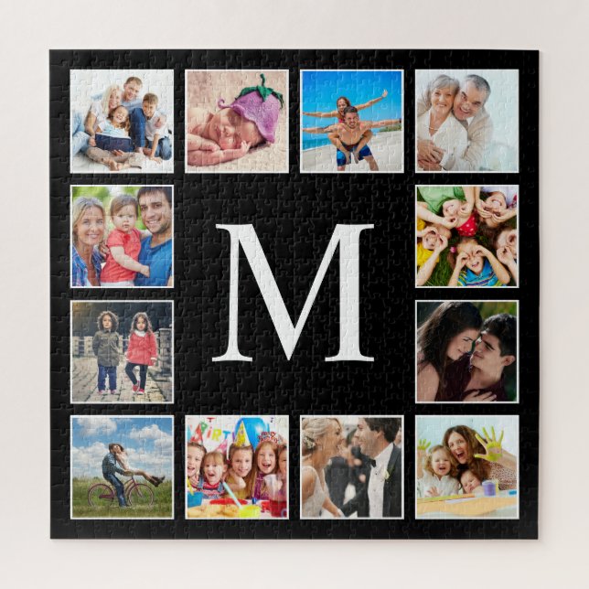 Puzzle Custom Family Photo Collage Personalized Black (Vertical)