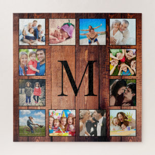 Puzzle Custom Family Photo Collage Reclaimed Wood