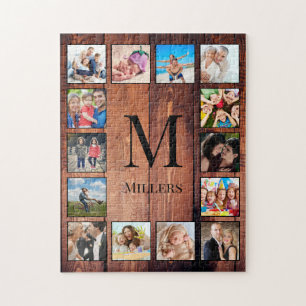 Puzzle Custom Family Photo Collage Reclaimed Wood