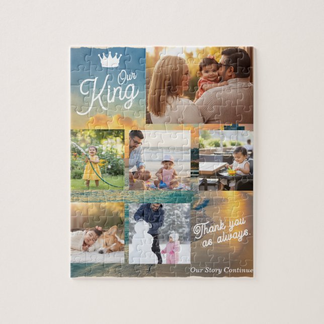 Puzzle Custom Father's Day Photo Collage | Our King (Vertical)