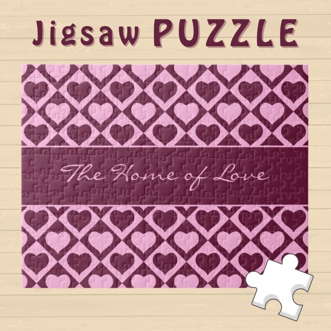 Puzzle Custom Heart Checkerboard Pattern Bordeaux Pink -  (Créateur téléchargé)