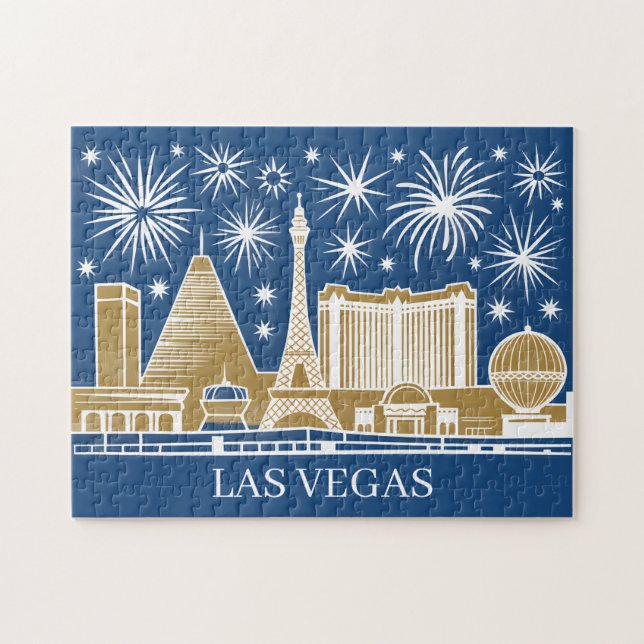 Puzzle Custom Las Vegas Strip Skyline Vintage Cityscape (Horizontal)