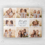 Puzzle Custom Love You Papa Fête des pères Photo Collage<br><div class="desc">Je t'aime papa ! Beau collage photo de famille moderne cadeau pour un père bien-aimé combine écriture manuscrite fantasque avec typographie et mise en page moderne. Remplissez ce puzzle personnalisé avec 8 photos de famille préférées d'enfants, de mariages et d'autres événements de la vie et apporter un sourire au visage...</div>