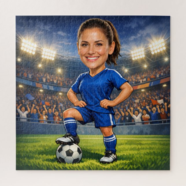 Puzzle Custom Photo-Face Soccer/Football Star Caricature (Vertical)