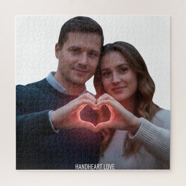 Puzzle Custom Romantic Couple Real-View Heart Hands Winte (Vertical)