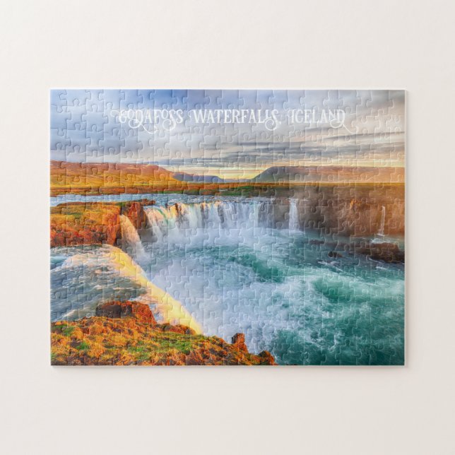 Puzzle Custom Text Godafoss Waterfalls, Iceland (Horizontal)