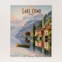 Custom Vintage Lake Como Italy Watercolor Travel
