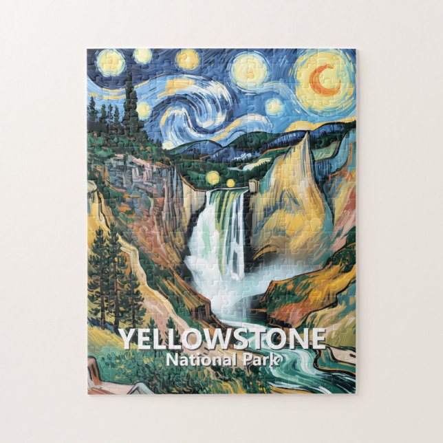 Puzzle Custom Yellowstone Lower Falls Van Gogh Colorful (Vertical)