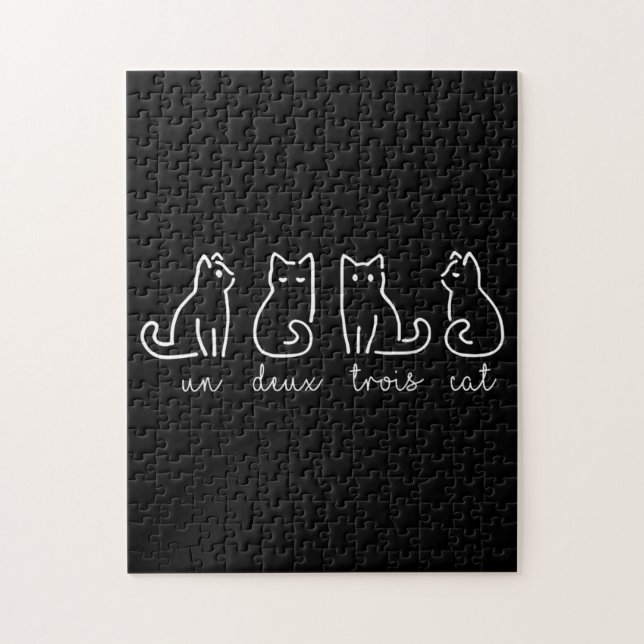 Puzzle Cute Abstract Un Deux Trois Cat French Kitty (Vertical)