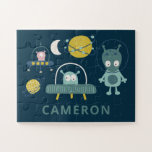 Puzzle Cute Alien Space Planets Funny Blue Personalized<br><div class="desc">Cute Alien Space Planets Funny Blue Personalized Puzzle</div>