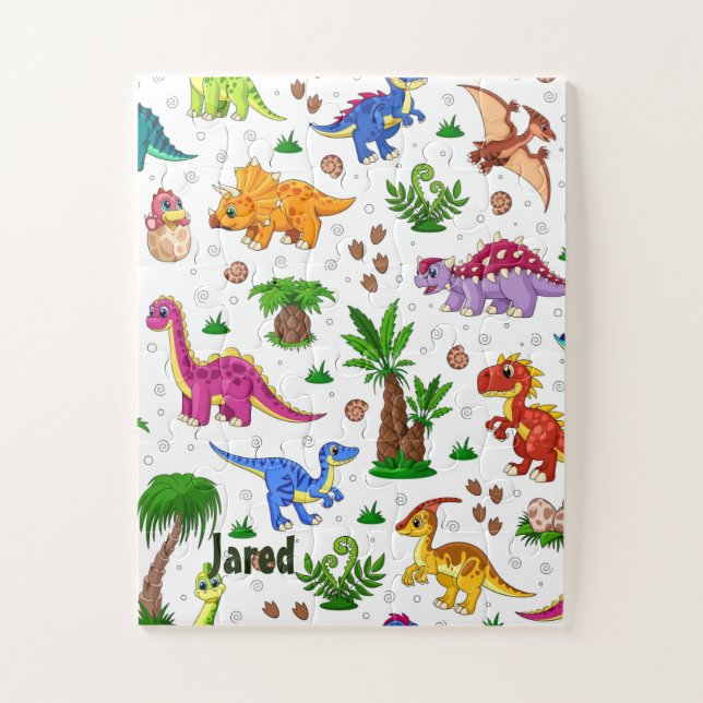 Puzzle Cute Aquarelle Enfants Dinosaure Playante Faune (Vertical)