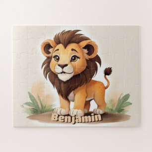 Puzzle Cute aquarelle Lion Personnalisé Enfants