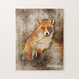Puzzle Cute Aquarelle personnalisée Fox Art