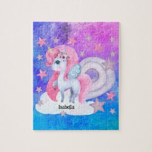 Puzzle Cute aquarelle Rainbow Unicorn Personnalisé